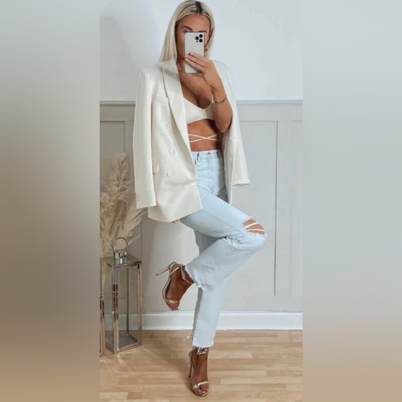 Zara ripped high waist straight leg jeans - Picture 4 of 10